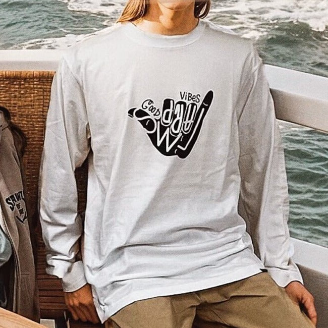 アメカジ ロンT ロング Tシャツ 長袖 Good Vibes ロゴ グラフィック