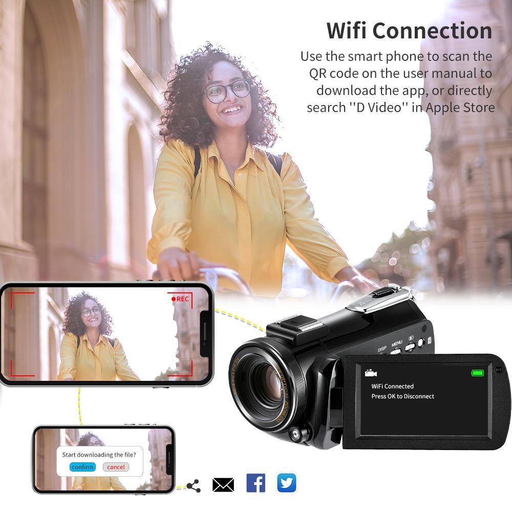 ORDRO AC5 UHD ビデオカメラ 4K ビデオカメラ 12 倍光学ズーム付き