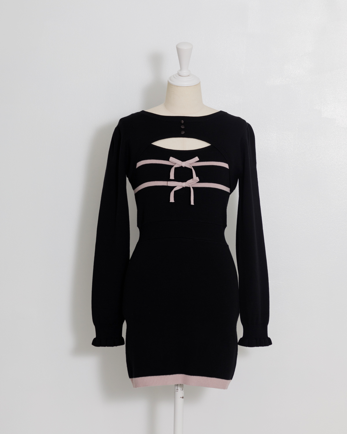 リボンテープレイヤードニットワンピ – pium