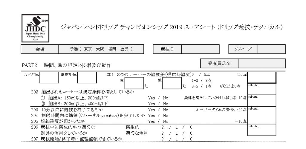 JHDCのスコアシート公開しちゃいます。 - コーヒーマガジン