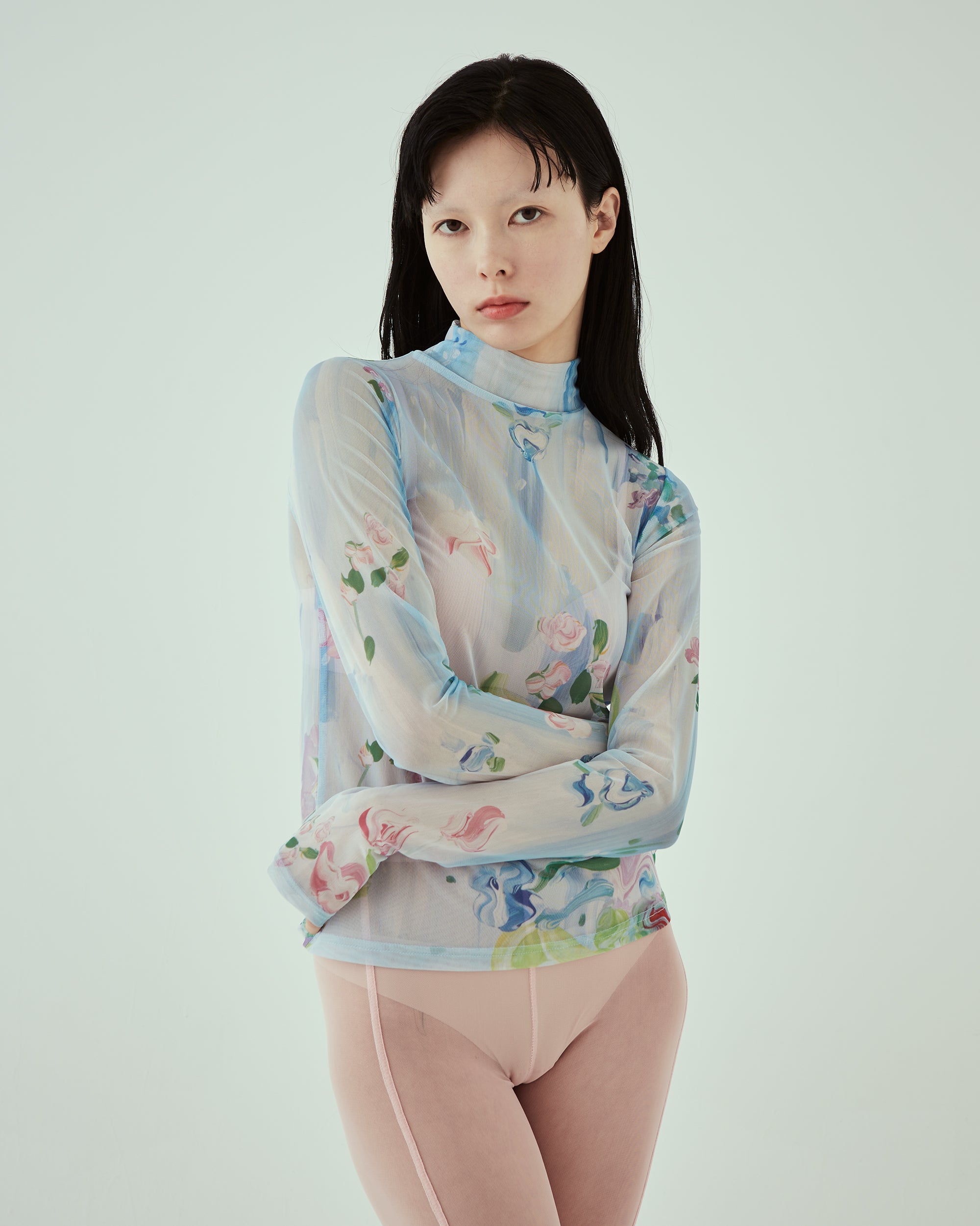 Blooming flowers see-through tops