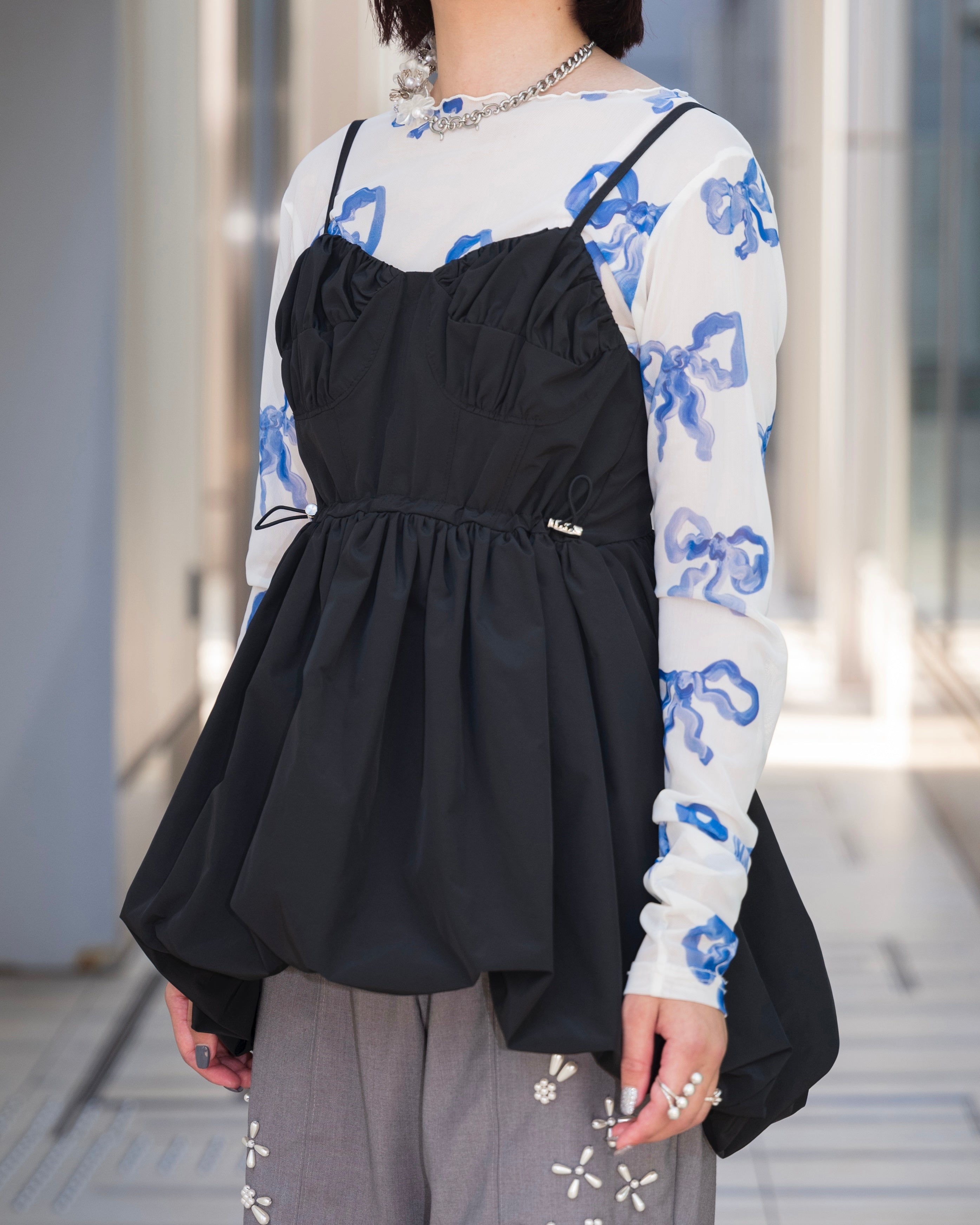 Balloon cami tunic (black)