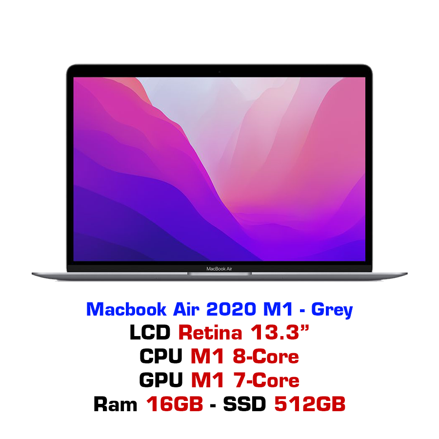 Macbook Air 2020 M1 7GPU 16GB 512GB Z124000DF - Grey – GEARVN.COM