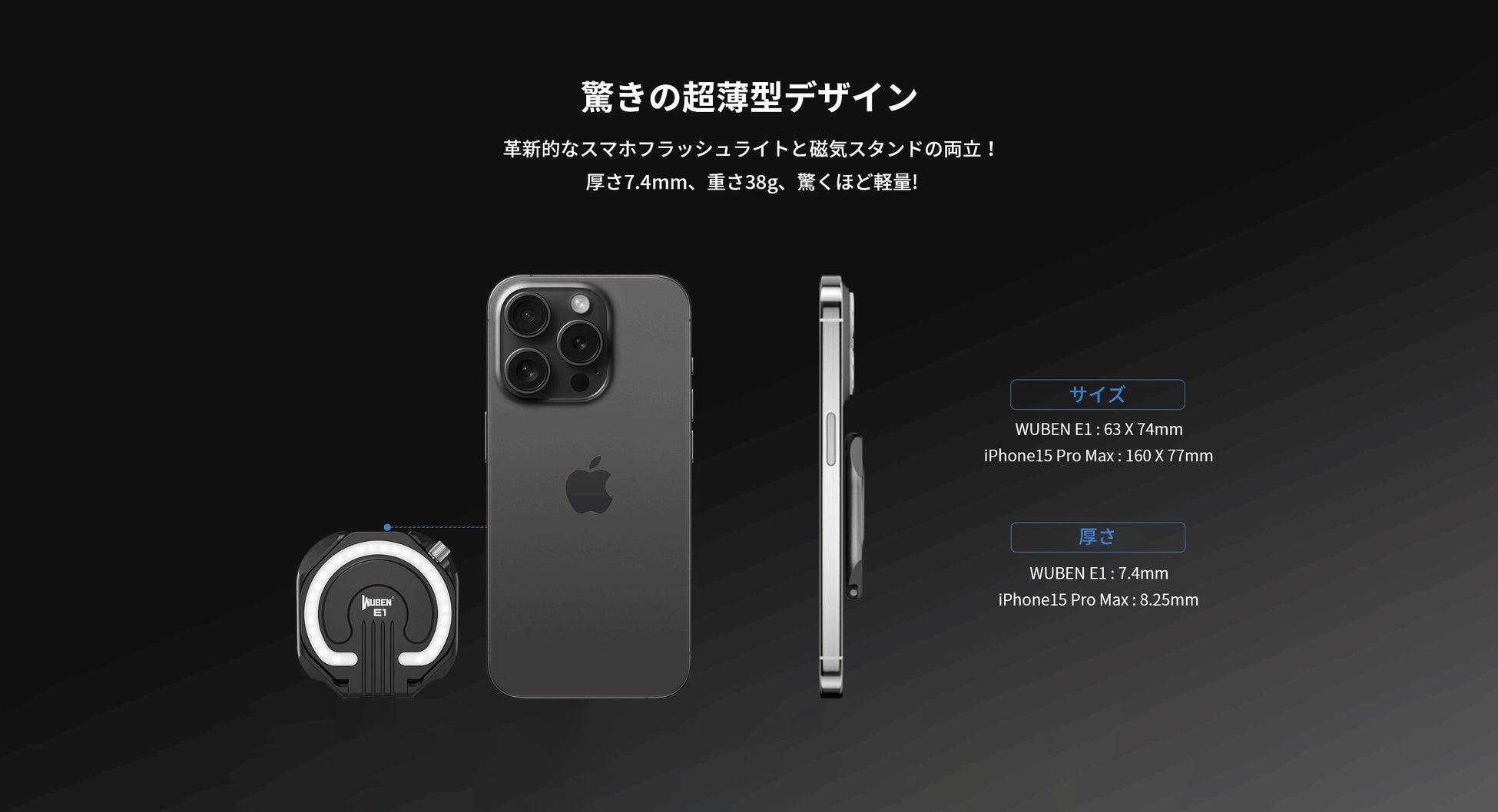 WUBEN（ウベン）発！極薄！EDCスマホフラッシュライト！ポータブルな