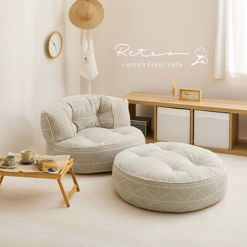 ☆はるぴよページ☆ ホワイト1人掛けソファとスツールセット 1人掛け