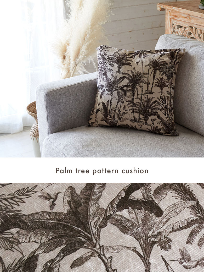 メール便対応】 クッションカバー パームツリー柄 45×45cm 正方形 綿混