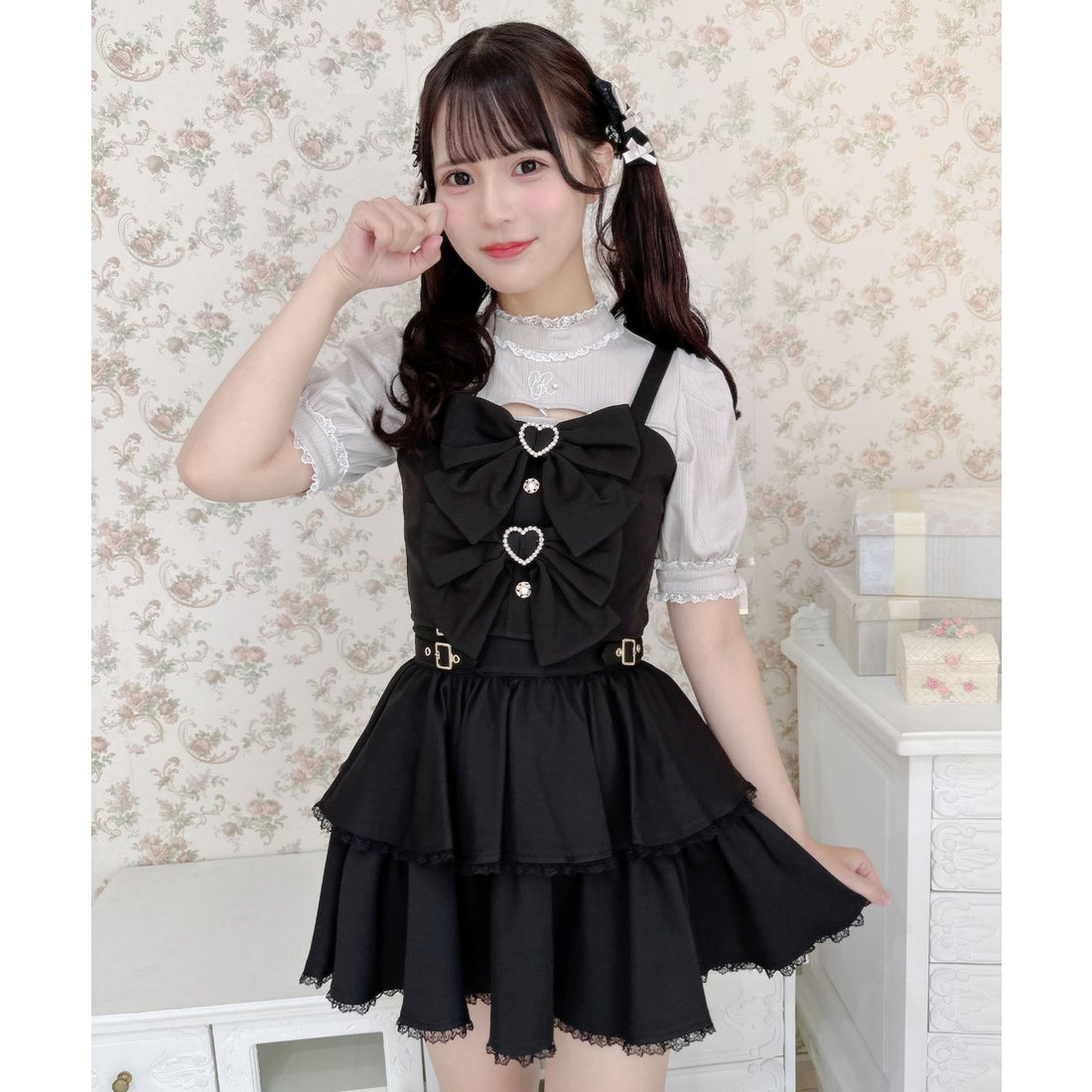 ロジータ ROJITA ダブルリボンビスチェスカートセット （ブラック