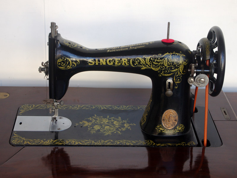 No.393 希少薔薇柄 SINGER 15 シンガー製 家庭用足踏みミシン