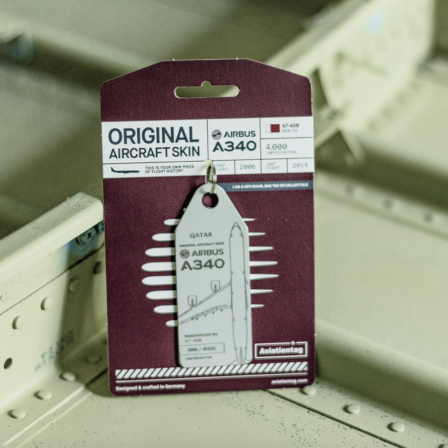 SOLD OUT! AVIATIONTAG A340 A7-AGB Grey QATAR アビエーションタグ
