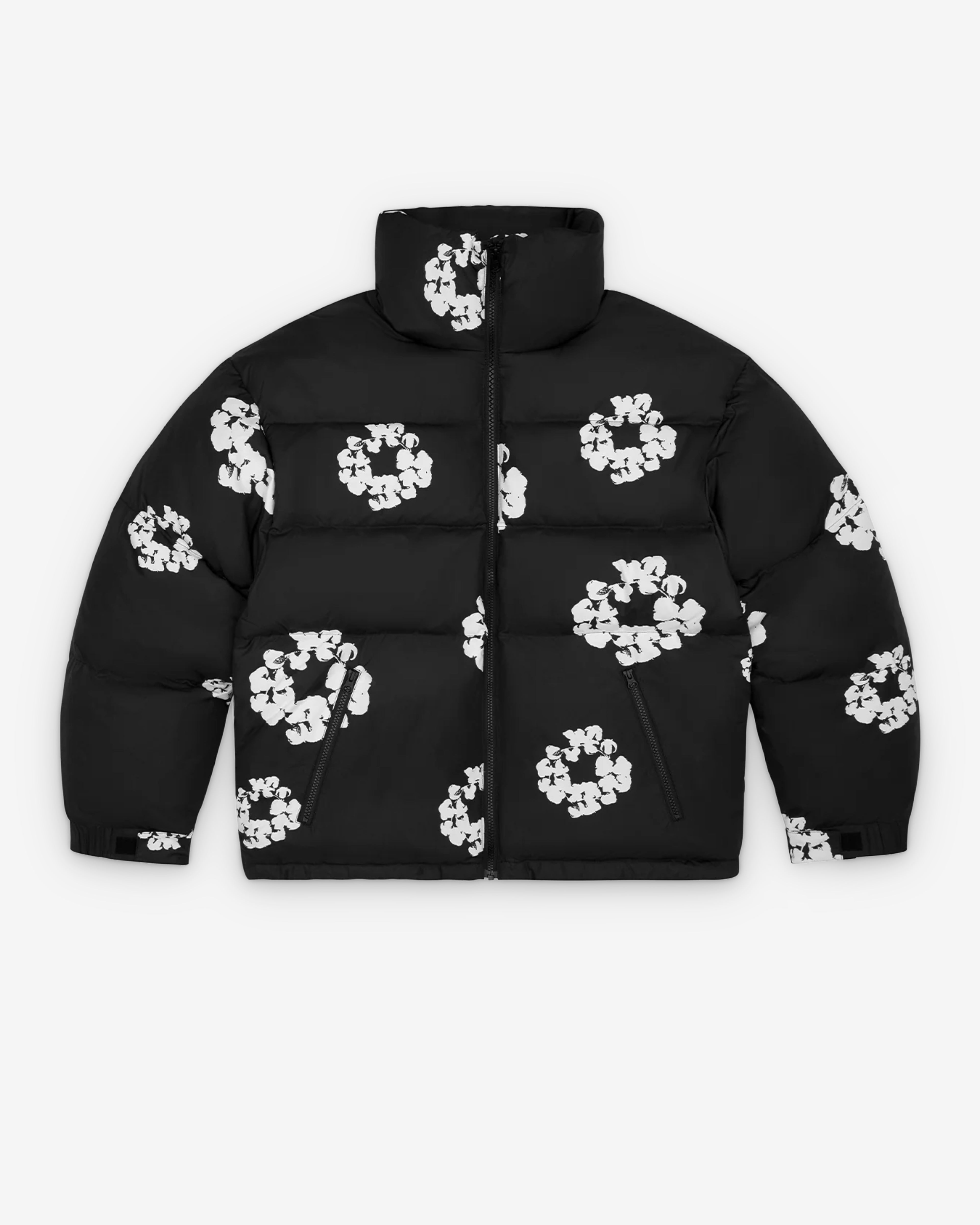 Denim Tears: Men's Cotton Wreath Puffer Jacket (Black) | DSMNY E-SHOP
