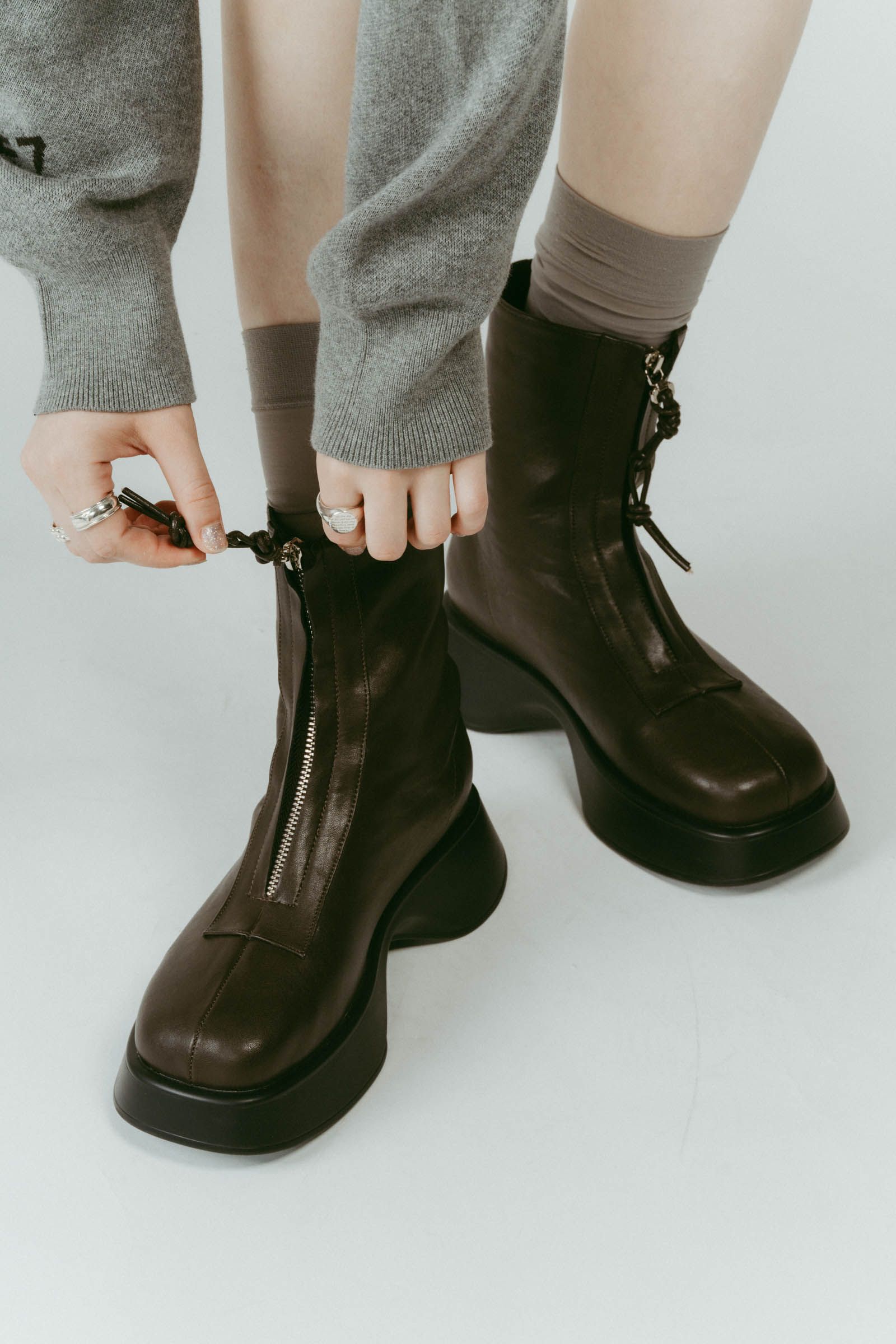 Knuth Marf - front zip platform boots / フロントジップ