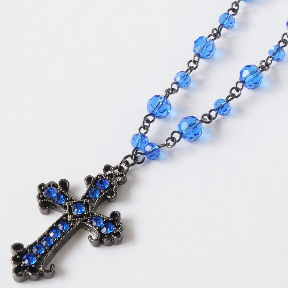 青 十字架 ブルー クリスタル クロス ネックレス – アクセサリー