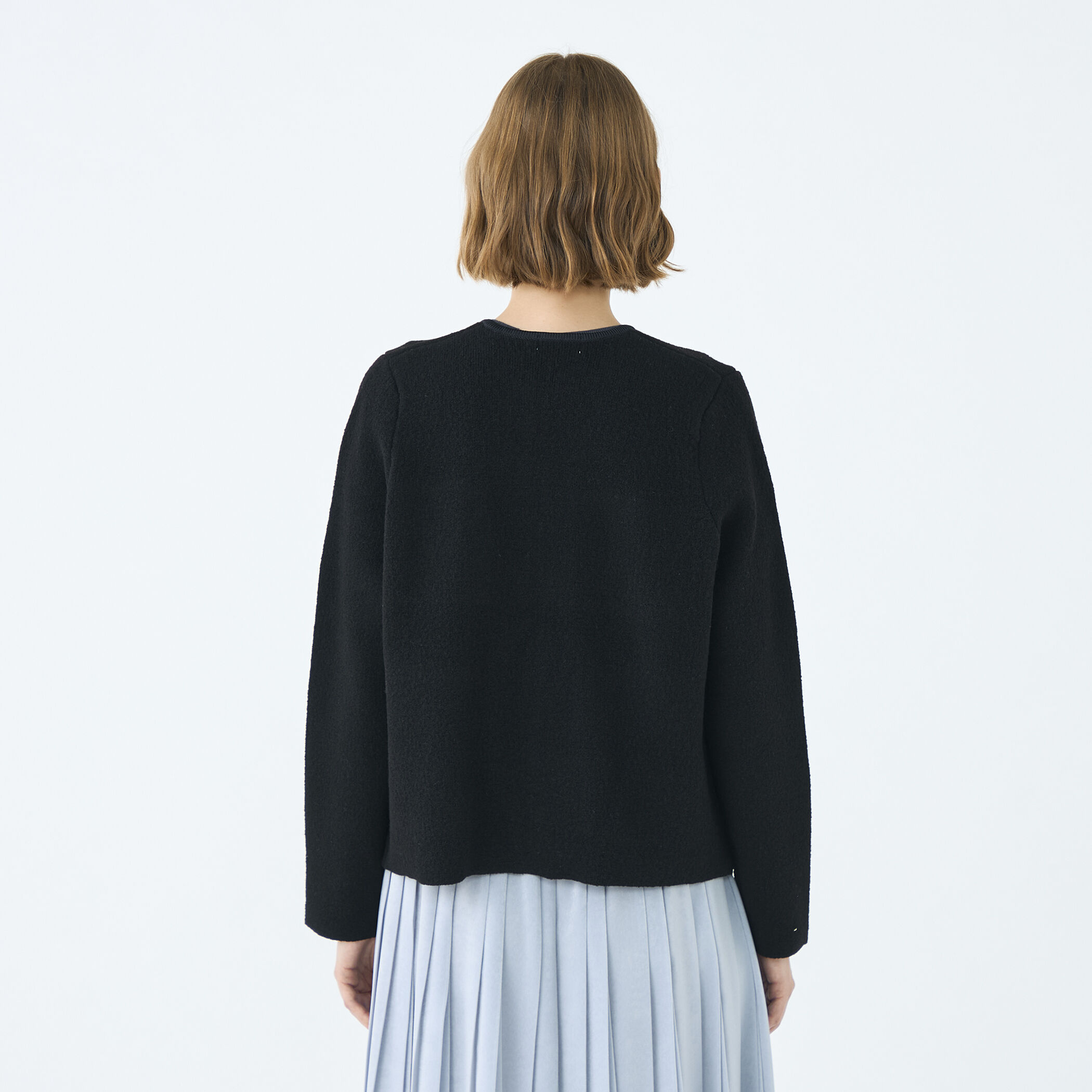 ウールナイロンブークレー フロントオープンカーディガン