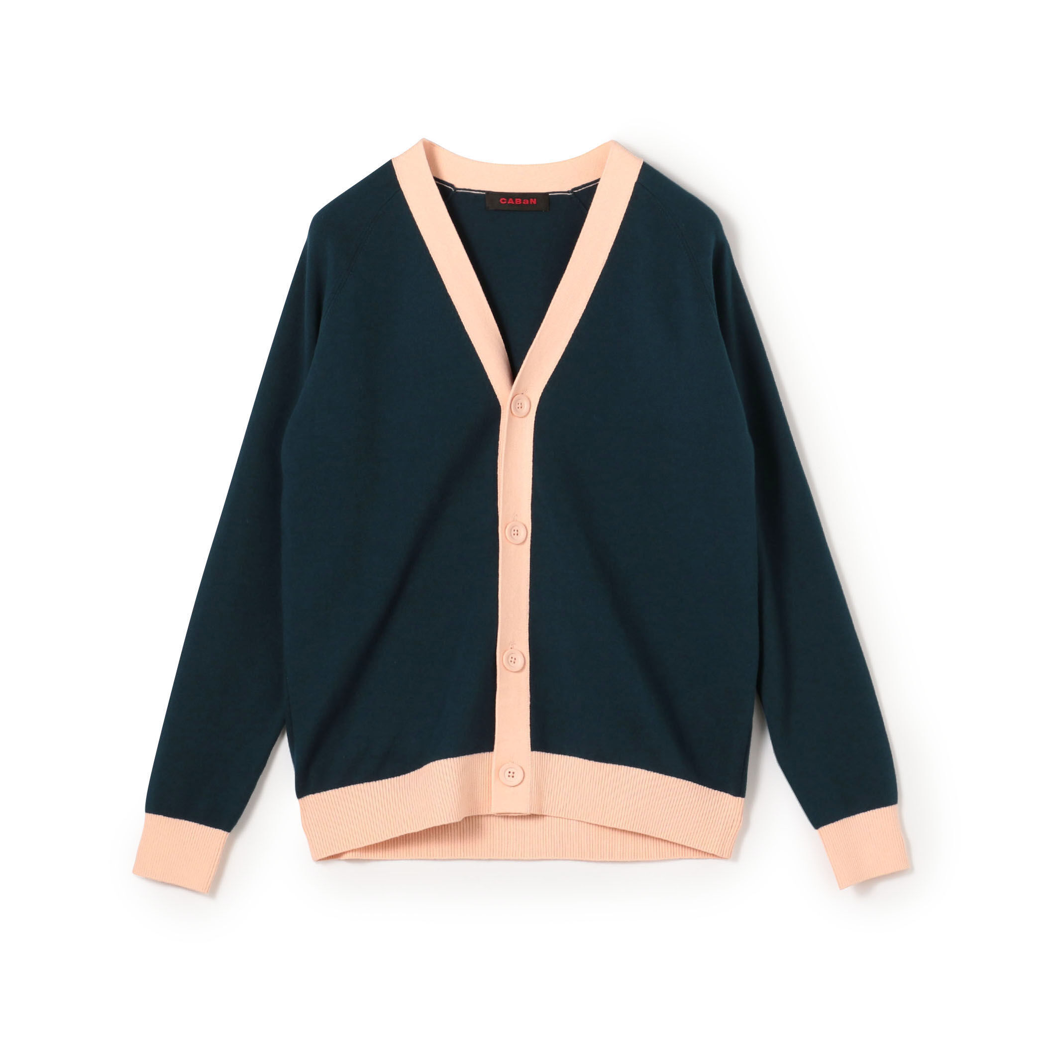 CABaN コットンカシミヤ バイカラーVネックカーディガン