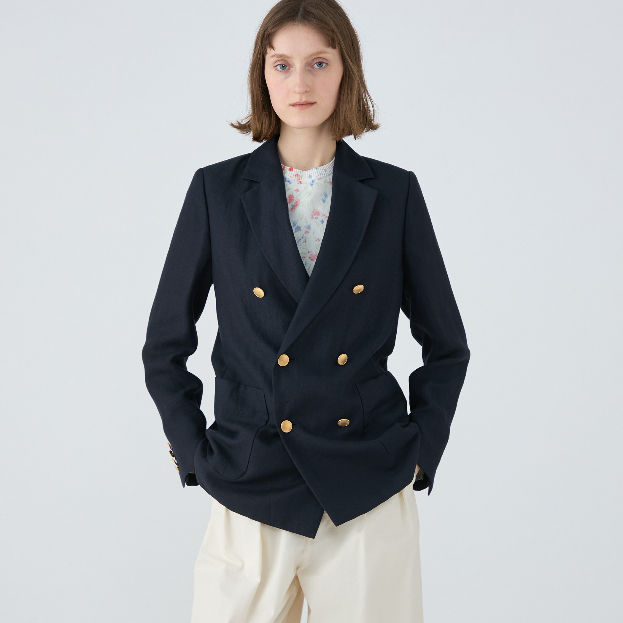 リネンレーヨンツイル ダブルブレストブレザー｜トゥモローランド 公式通販