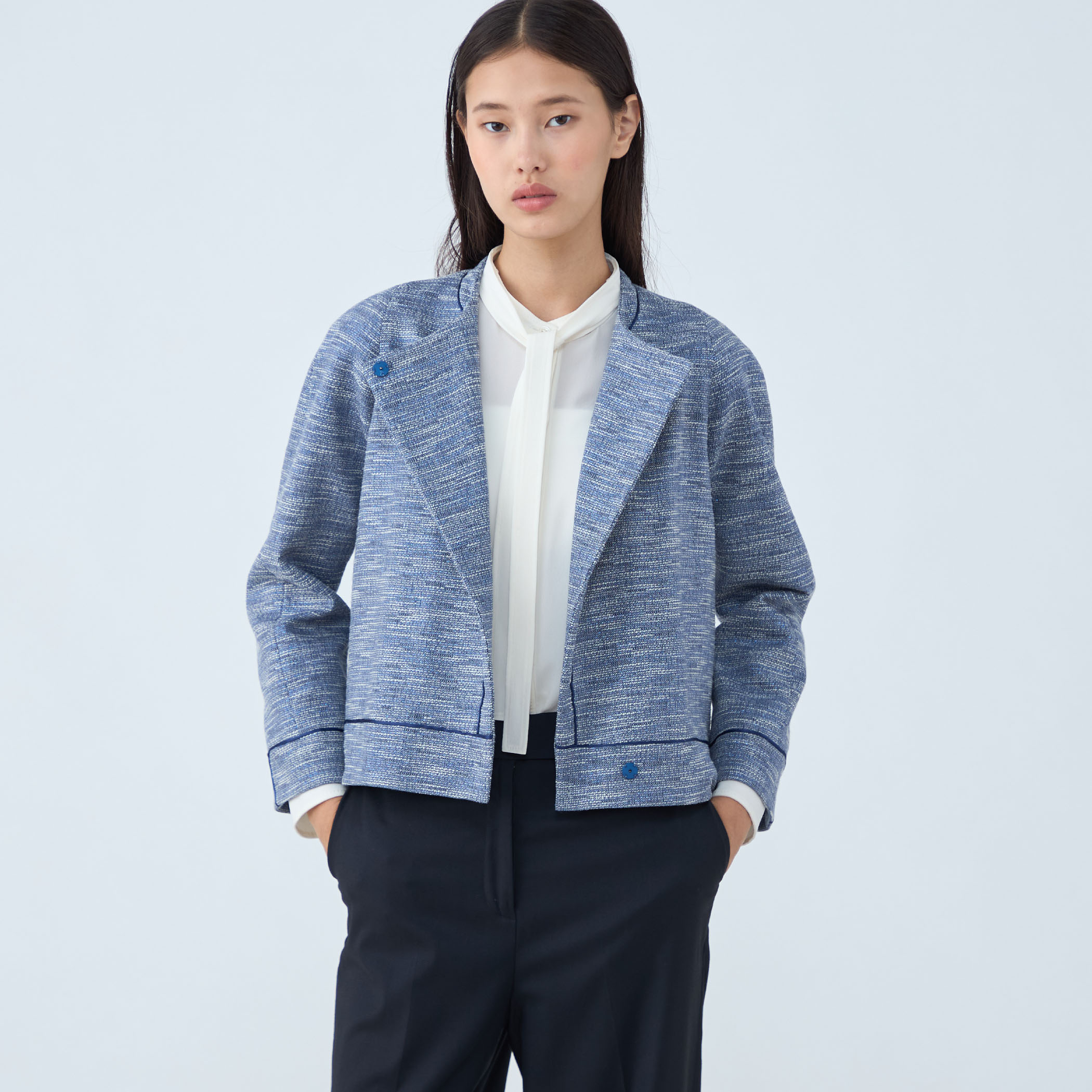 ラメツイード クルーネックジャケット｜トゥモローランド 公式通販