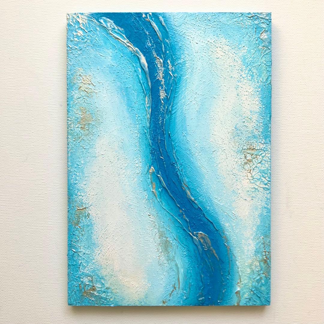 snow＊テクスチャーアート 絵画 原画 抽象画 原画アート 雪 冬 水 青
