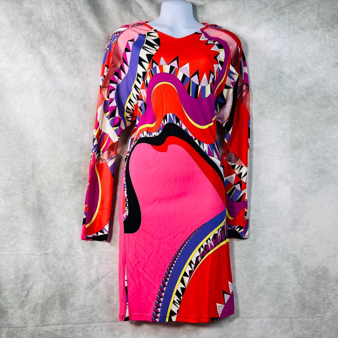 【美品✨エミリオプッチ】ワンピース プッチ柄 シルク ピンク系 36 M相当 華麗♡エミリオプッチ ワンピース プッチ柄 ピンク PUCCI 36 - メルカリ