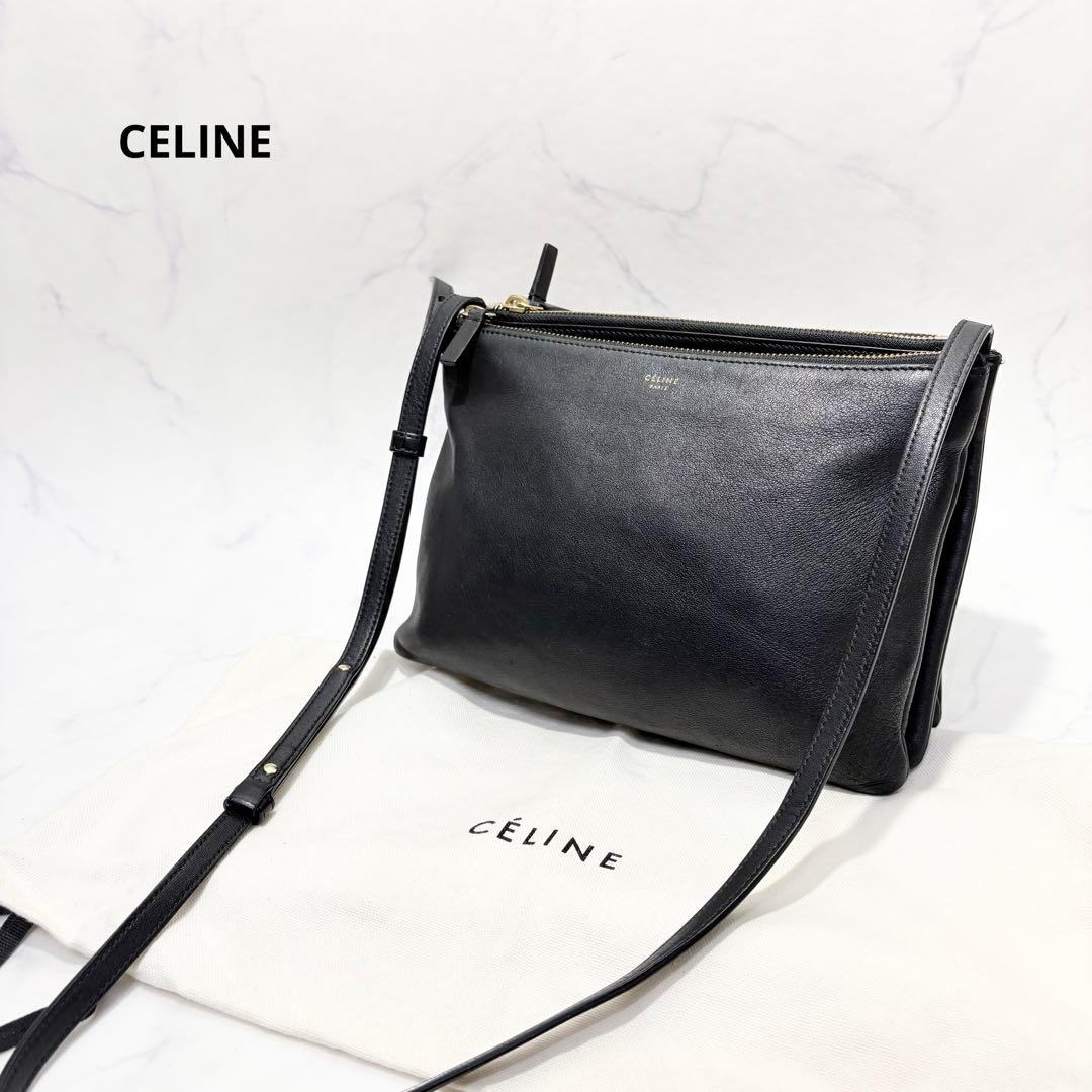 【極美品】CELINE セリーヌ　トリオラージ　ショルダーバッグ　ブラック セリーヌ(CELINE)セリーヌ TRIO LARGE トリオ ラージ ショルダーバッグ