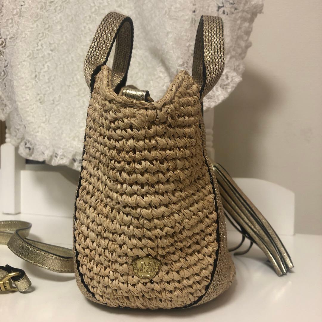 ヴィオラドーロ かごショルダーバッグ 2wayミニ ゴールド ラフィア
