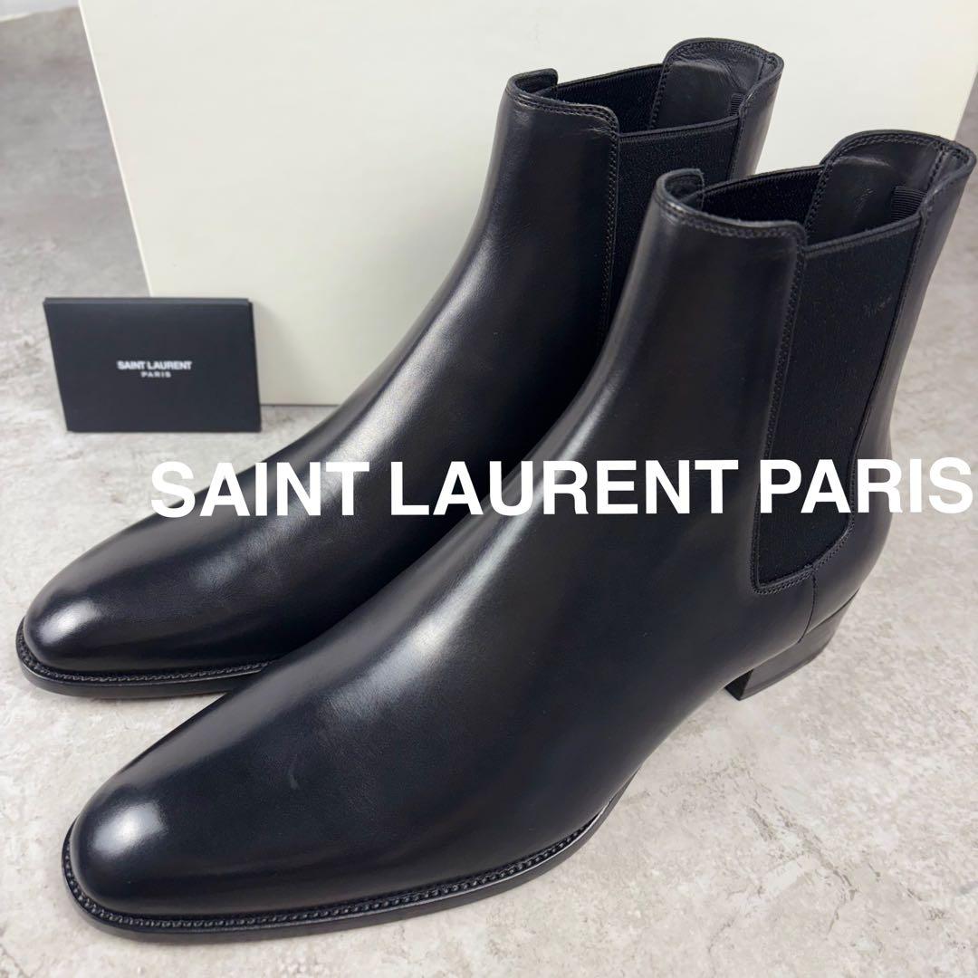 未使用品 サンローランパリ レザー サイドゴアブーツ 45 ブラック