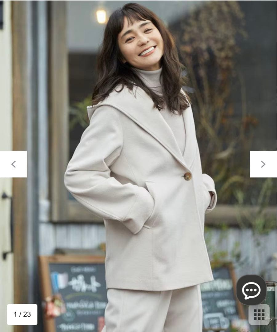 23区Sウールカシミヤビーバー フード付き ショートコート 34 ライトベージュ ウールカシミヤビーバー フード付き ショートコート / 23区