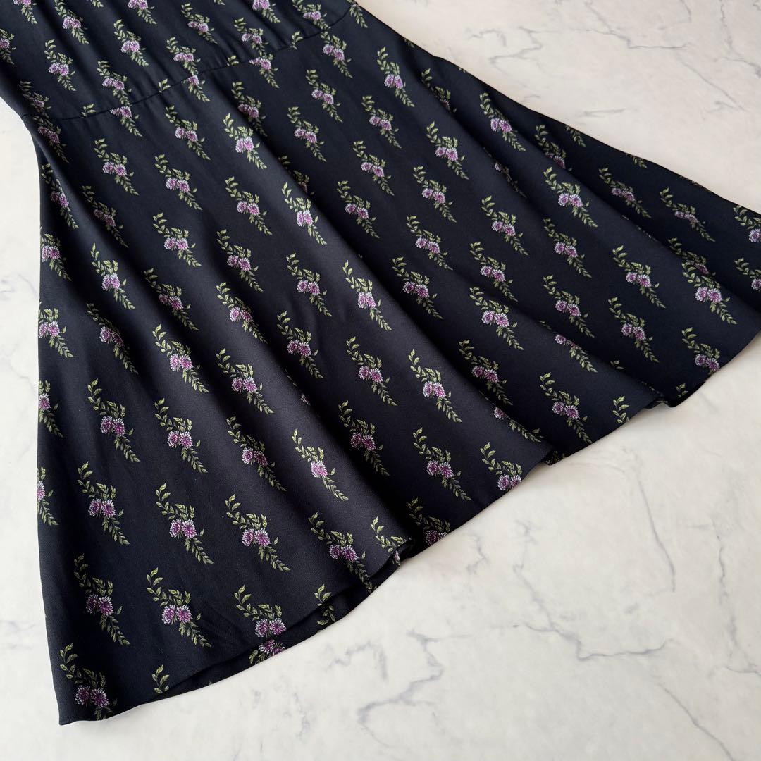 ミュウミュウ 小花柄 ワンピース フレア パフスリーブ ギャザー 襟付き