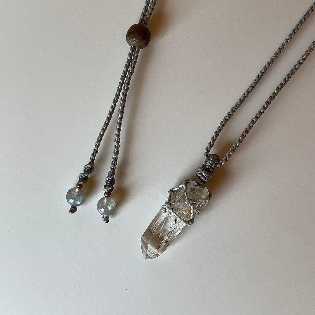 ヒマラヤ水晶 ガネッシュヒマール ＊ マクラメペンダント ネックレス