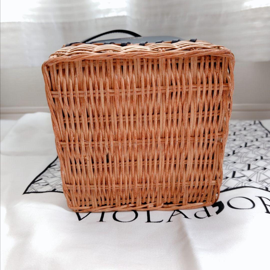 極美品 ヴィオラドーロ ラタン カゴバッグ イタリアンスプリットレザー