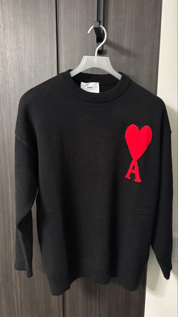 AMI PARIS ニット ブラック M AMI Paris Ami De Coeur クルーネックセーター | ブラック | FARFETCH JP