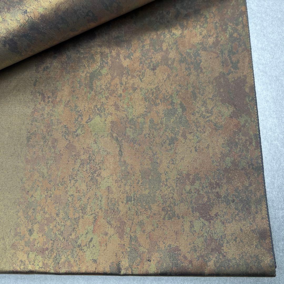 本金箔 金泥箔】シルク製 六通柄袋帯 金色と茶色のグラデーション0105
