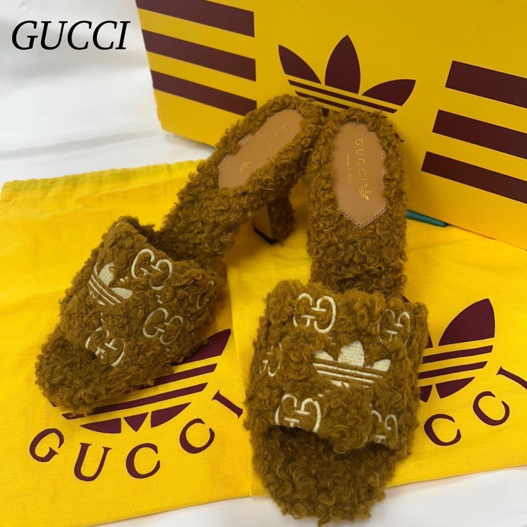 I684 新品未使用 25.0cm グッチ サンダル ブラウン レディース