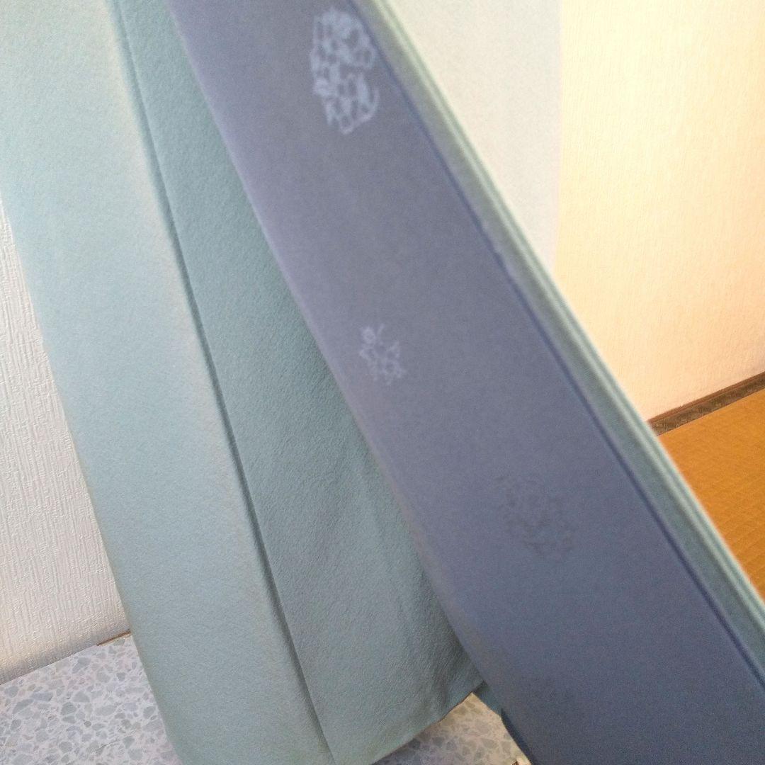 あぃけぃ様・正絹・色無地薄水色系・比翼仕立て・一つ紋・袷、お着物