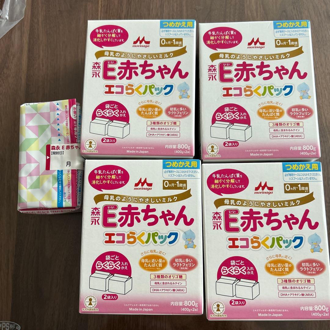E赤ちゃん エコらくパック 800g 4箱＋400g 1箱 E赤ちゃん エコらくパック つめかえ用ミルク 800g(400✖️2袋) 4箱