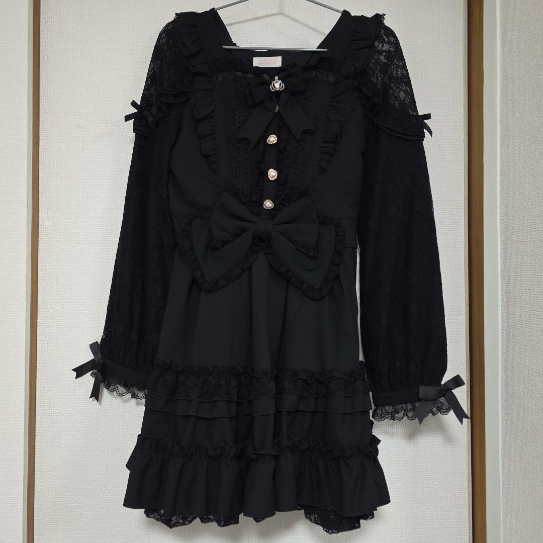 LIZLISA ティアラリボンティアードワンピース 黒 - メルカリ