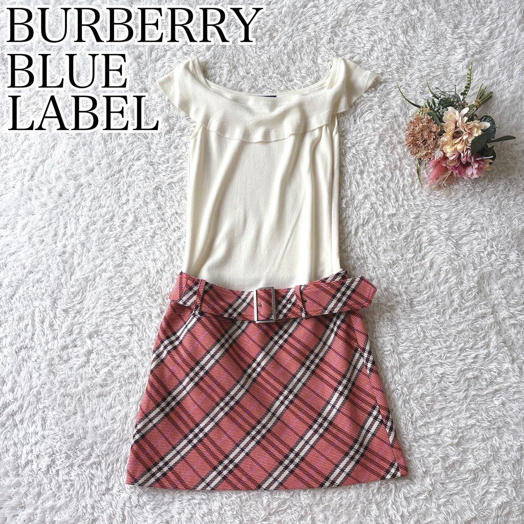 バーバリーブルーレーベル ノースリーブワンピース ノバチェック 切り替え ベルト BURBERRY BLUE LABEL（バーバリーブルーレーベル） バーバリー ブルー