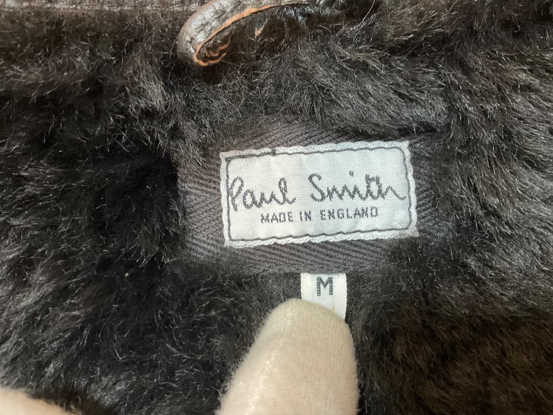 ポールスミス 90s イングランド製 ムートン レザーベスト ジレ 黒 M