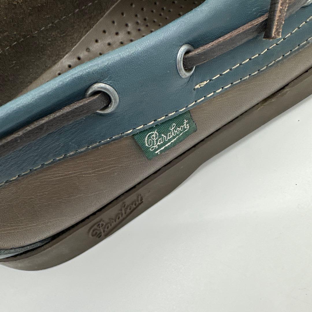 【Paraboot】デッキシューズ【25.5cm】ブラウン×ブルー レザー