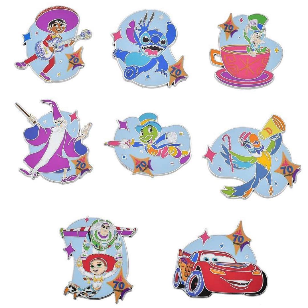 カリフォルニアディズニー 70周年 ピンバッジ 全8種 コンプリート