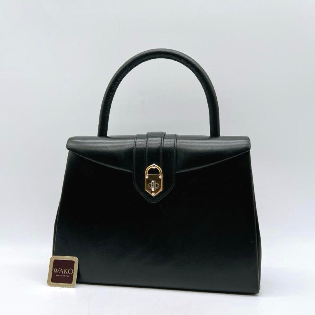WAKO カーフレザー ターンロック フォーマルバッグ トップハンドル