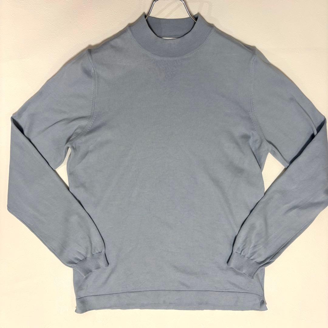 グランサッソ 12G ソフトコットン モックネック46 アイスグレー定価3.3万 GRAN SASSO（グランサッソ）12ゲージソフトコットンモックネックニット