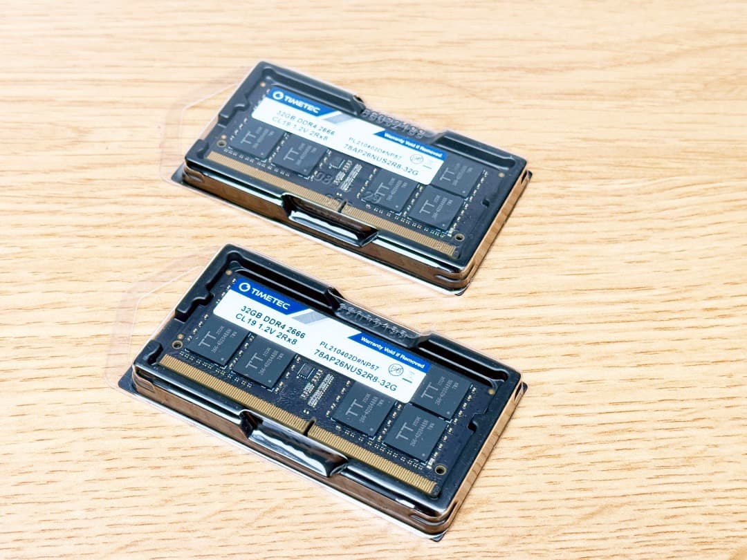TIMETEC DDR4 2666 SODIMM for Mac 32GB×2枚