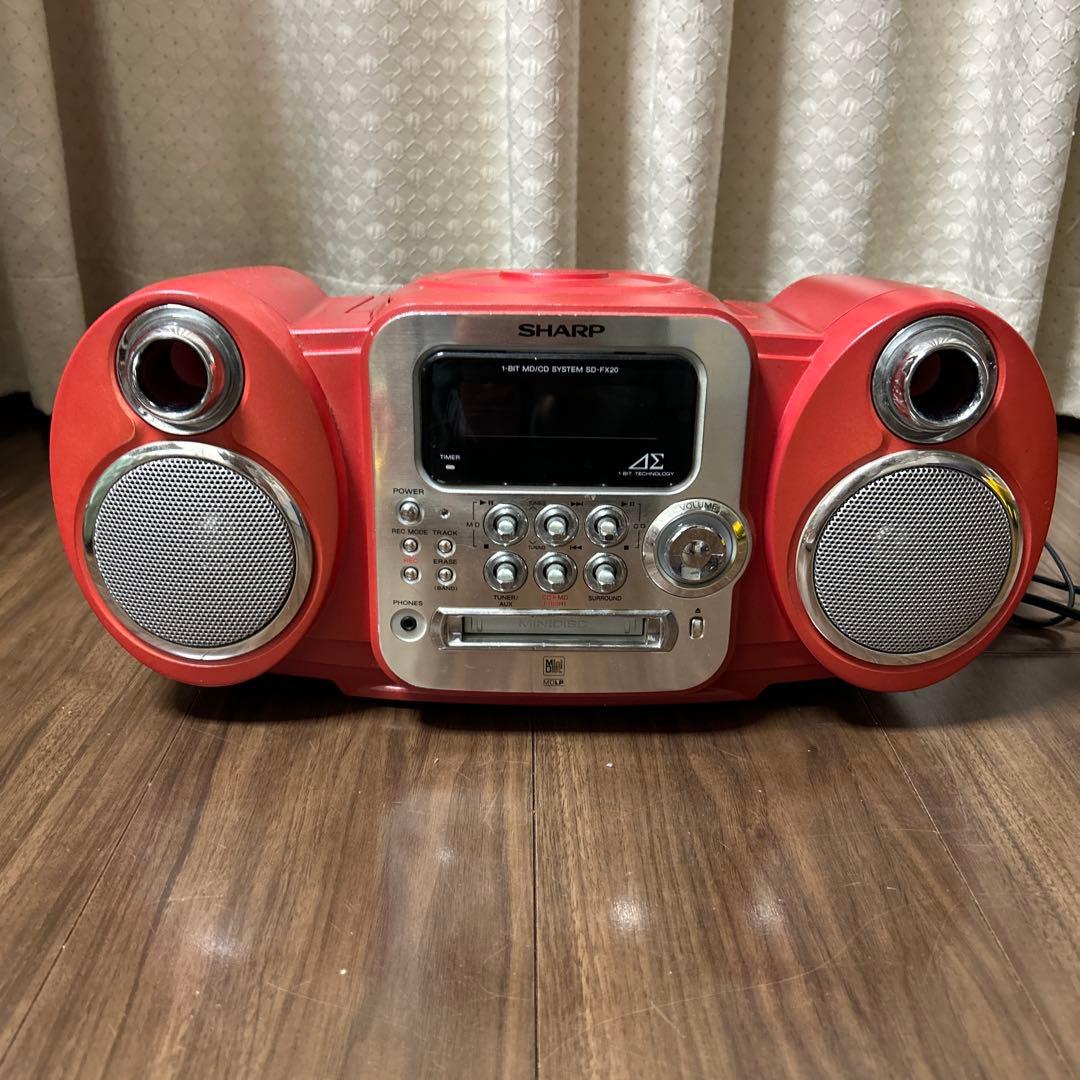 値下げ レトロかわいいSHARP CD/MDコンポ レッド - メルカリ