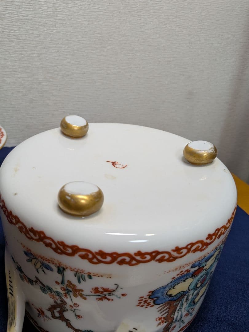 19世紀 フランス シャンティイ窯 色絵松竹梅鳥紋 柿右衛門写 スープ