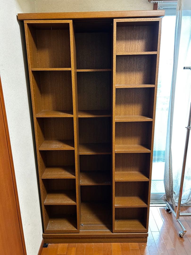 スライド本棚のパイオニア　丸伸　木製本棚 ブラウン 6段可動式　通販生活 ブックマンの後継品。雅・3重スライド書棚・高さ178cm【書斎家具屋】