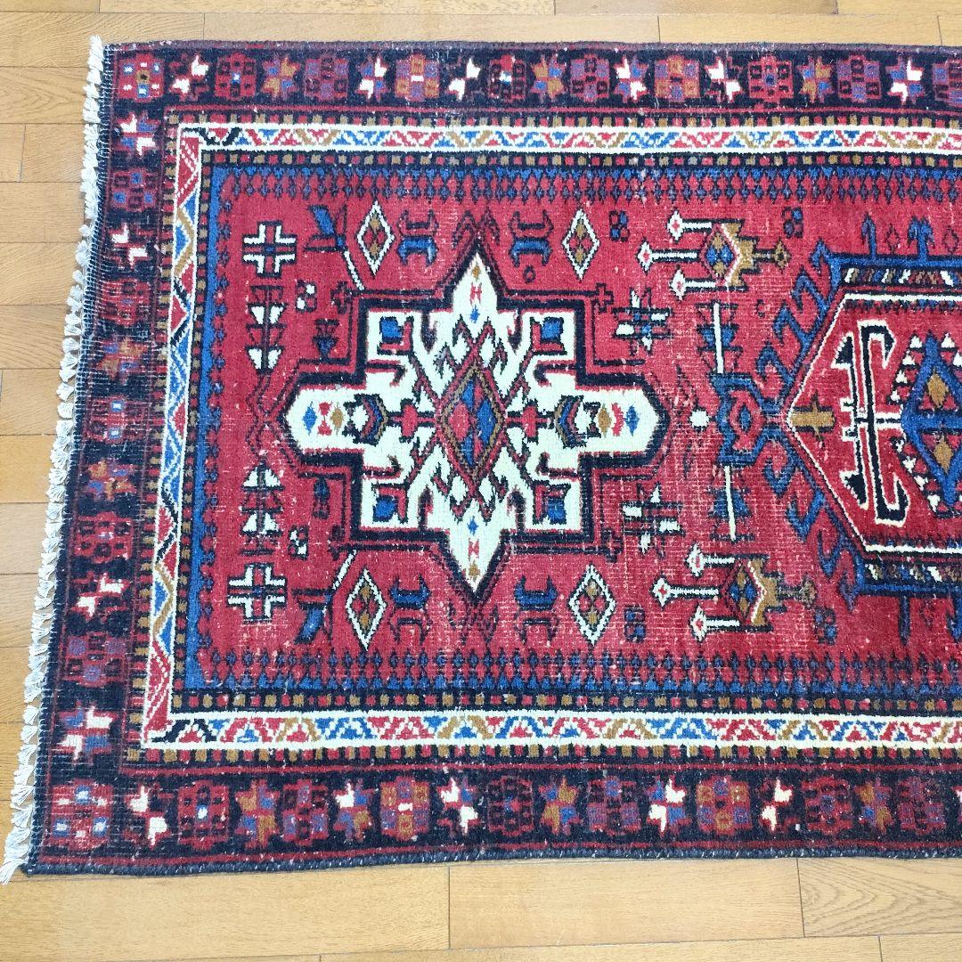 ヴィンテージラグ　トライバルラグ　インド産 ヴィンテージ トライバル ラグ 87cm×30cm ブラウン : giftgiftgift