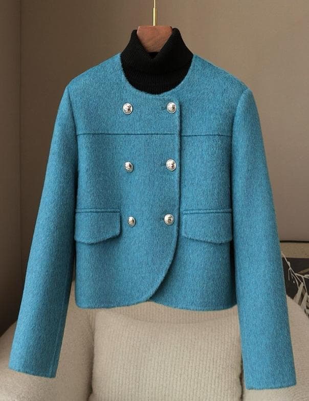 新品☆優しい雰囲気のカシミヤ混ウール ジャケット レディースハーフ丈コート コート アウター ウールカシミヤビーバー フード付き ショートコート