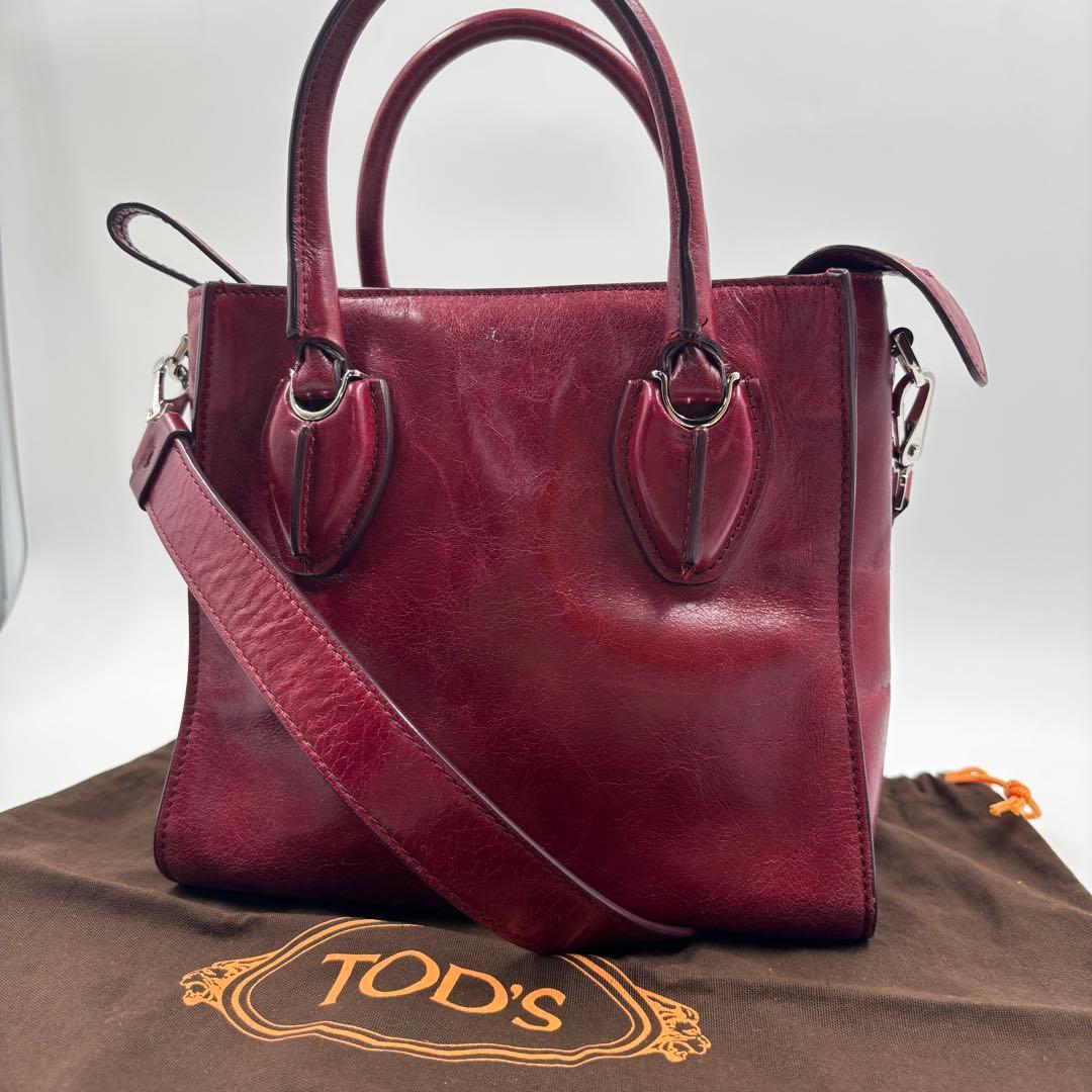 TOD'S トッズ Dスタイリング ハンドバッグ 2way レザー ボルドー