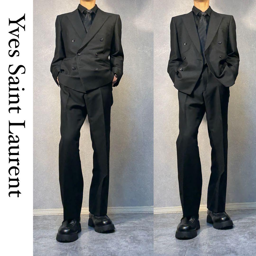 極美品】イブサンローラン セットアップ ダブル ブラック - メルカリ