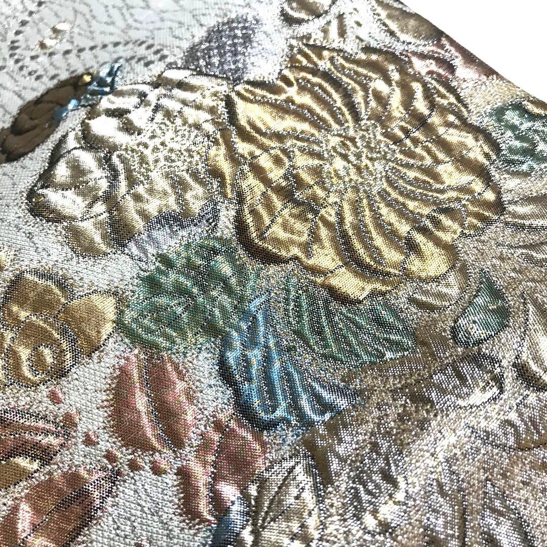 6801］袋帯 美品 辻ヶ花 ふくれ織 金銀糸 六通 正絹 着物 フォーマル